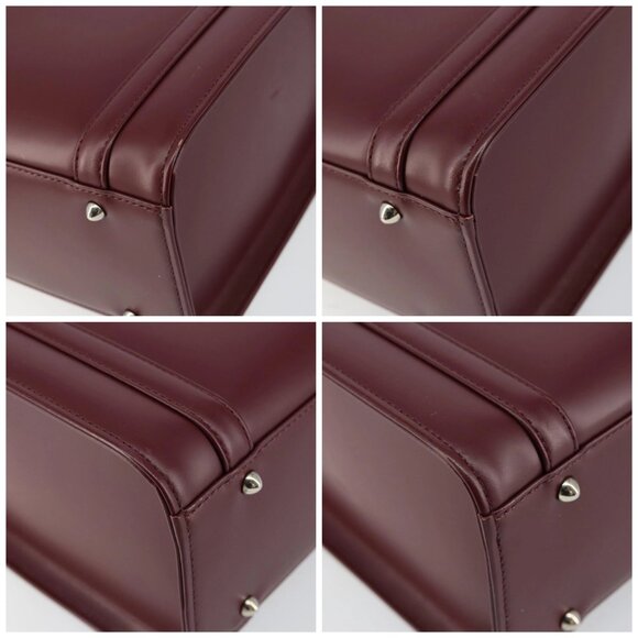 BURBERRY Hand Bag Leather Bordeaux Silver Auth - Picture 16 of 16